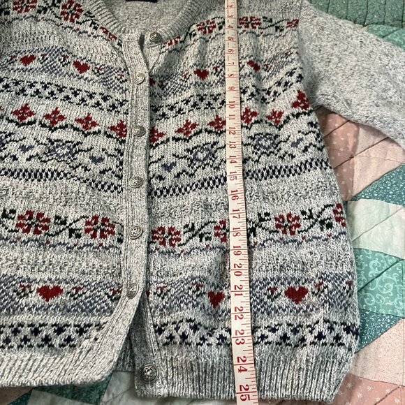 Vintage Weekend Edition Cardigan Womens M Wool Blend Gray Fair Isle Granny - Picture 6 of 6